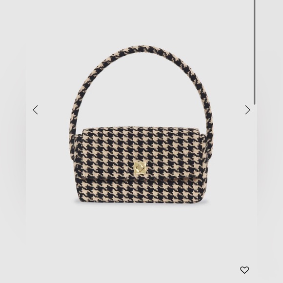 Anine Bing Handbags - Anine Bing Black & Cream Houndstooth Shoulder Bag